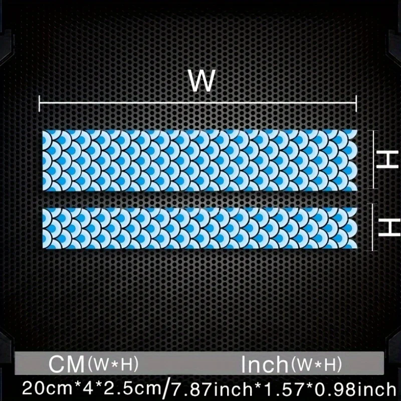 2Pcs/Set Fish Scale Pattern Stickers, Waterproof Vinyl Decals for Laptop, Water Bottle, Skateboard, Phone & Luggage