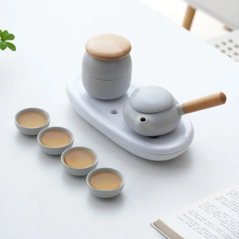 Chinese One Pot Four Cups Teaset Portable Travel Kung Fu Tea Set Hotel Tea Tool Set Corporate Event Gift Teacups Container Sets