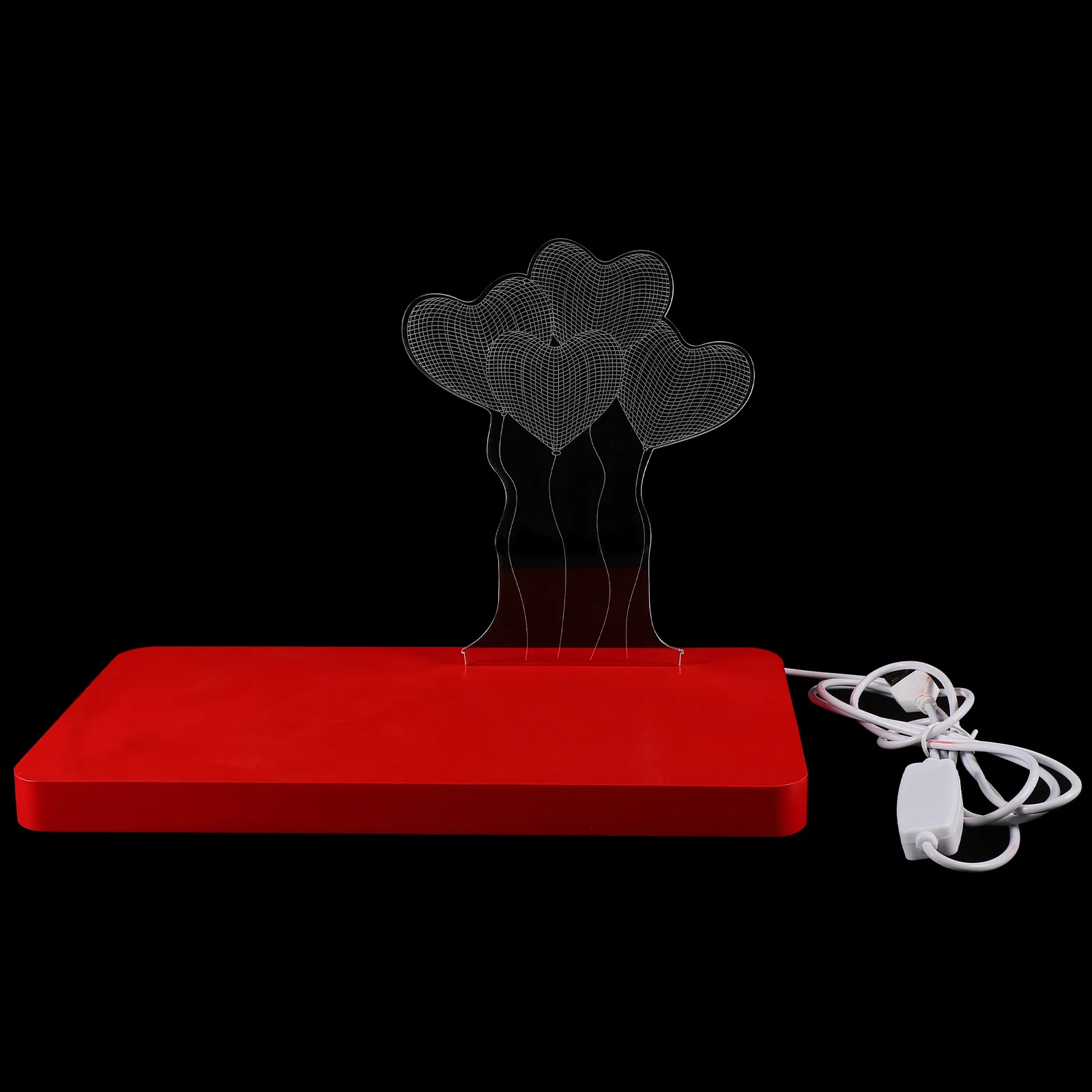 

Heart Balloon Night Lamp Wood Base USB Powered Bedside Lamp Bedroom Night Light Color Adjustable Decorative Light