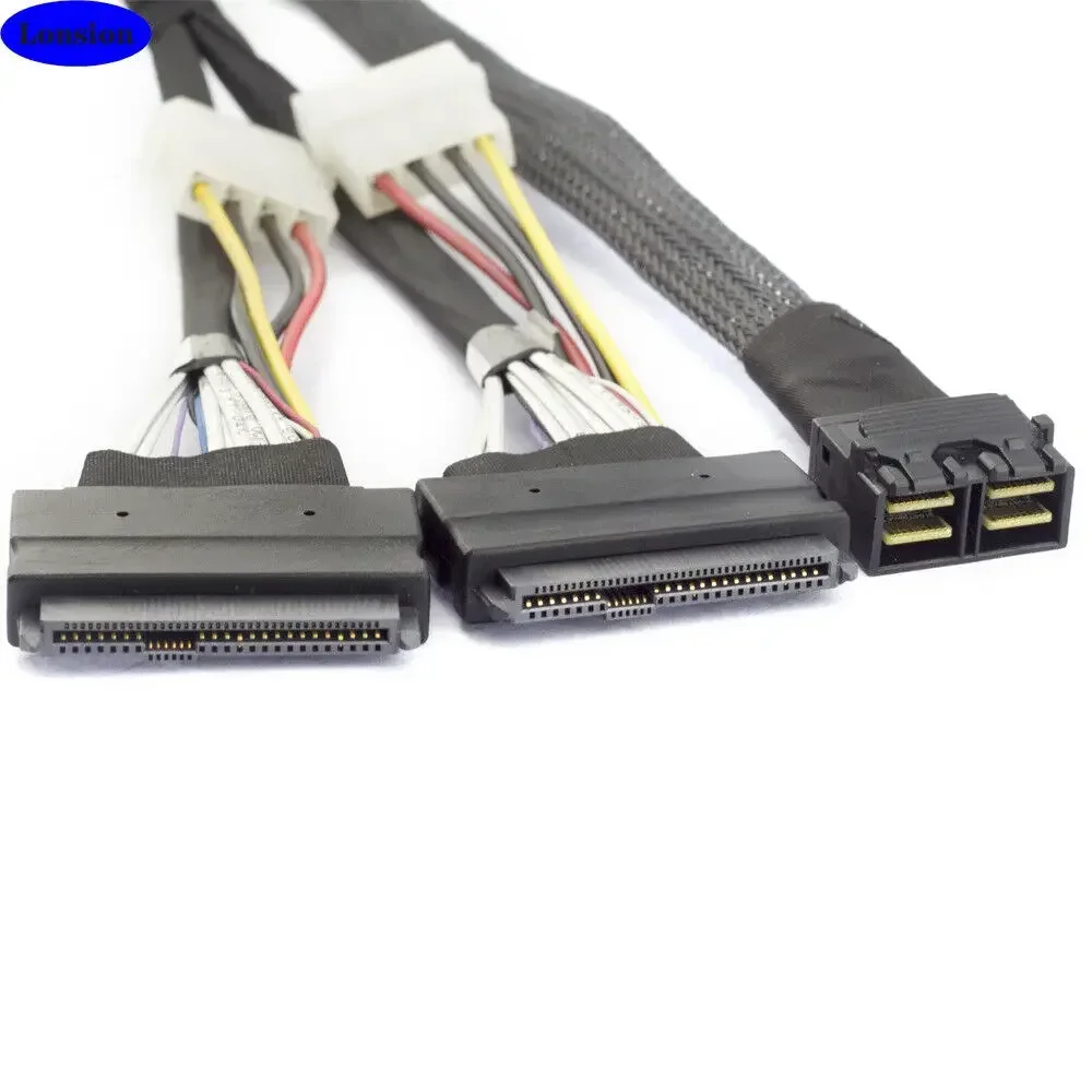 

2 Ports MINI SAS SFF-8643 4I to 2 Ports SAS 8639 with POWER server Adapter cable