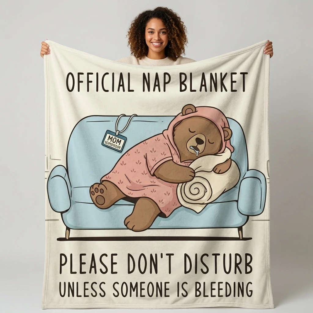 Mom Supervisor Flannel Throw Blanket, Don't Disturb Unless Someone Is Bleeding Quote Cozy All-Season Throw for Moms