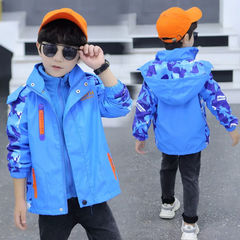 

Boys' storm jacket 2024 new style three in one detachable spring and autumn 5 year old boy 6 coat 7 autumn winter 8 trench coat