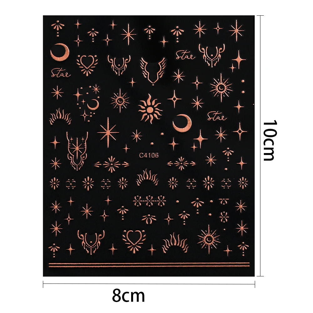 1Pc Silver Gold Star Moon Sun Nail Sticker Bronzing Laser Starlight Self-Adhesive Slider DIY Y2K Nail Decals Manicure Decoration