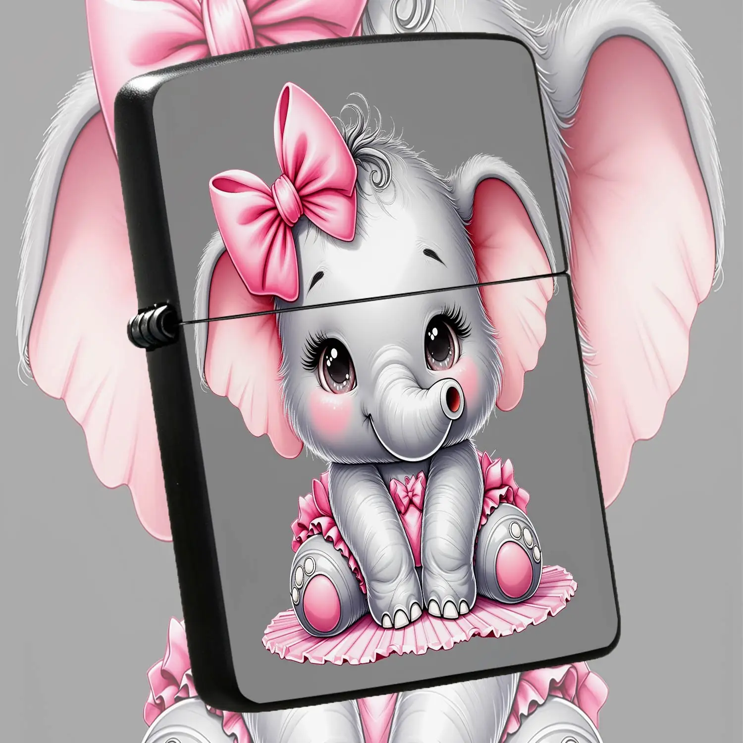 Adorable Cartoon Baby Elephant Lighter With Big Pink Bow Ruffled Skirt Pattern, Cute Girly Style Portable Compact Ignition Tool For Candle Incense, Ideal Sweet Present For Friends Family On Birthday Holiday Daily Occasi A Humorous And Inter