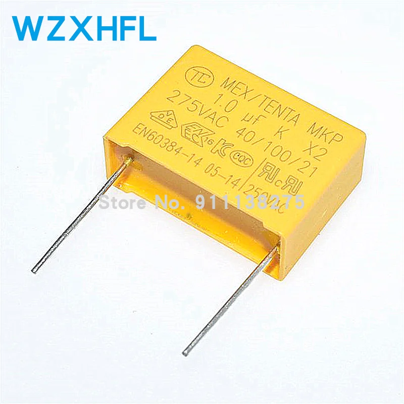 

10pcs 275V X2 capacitor Pitch 15mm X2 275VAC 1UF Polypropylene film capacitor