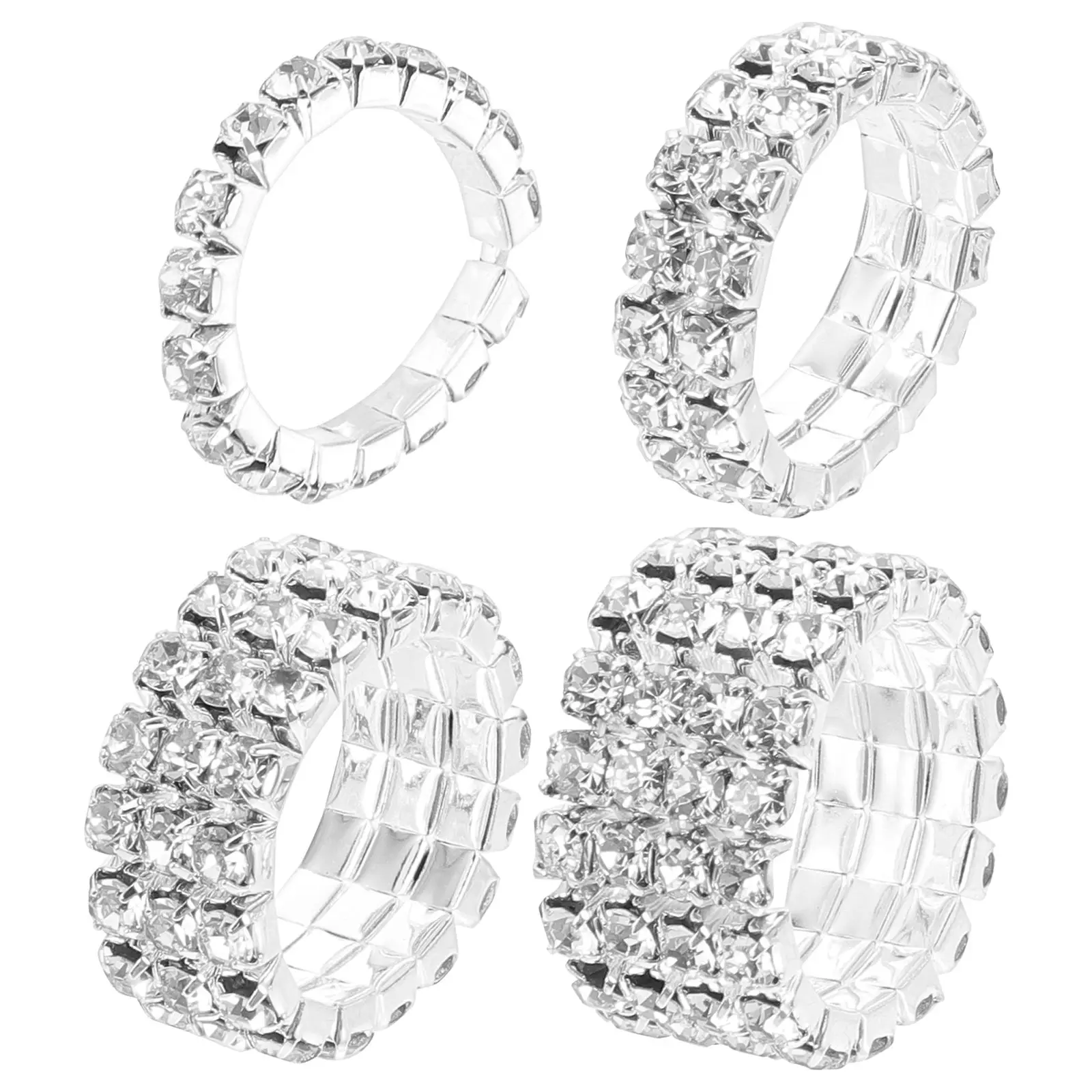 4 Pcs Diamond Rhinestone Jewelry Wedding Rhinestones Women Silver for Anniversary Bands Man