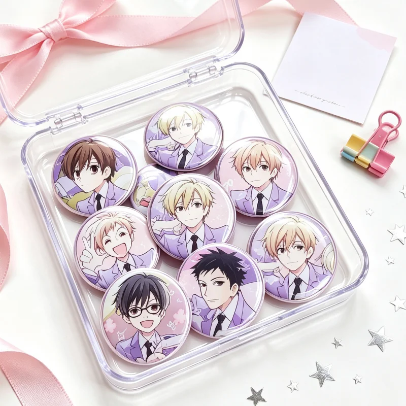 Anime High School Pinback Buttons Set Cute Cosplay Accessory Tin Badge Pins for Backpack Jacket Anime Fan Collectible Gift