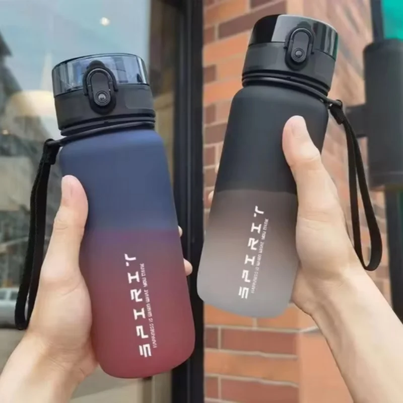 Sports Water Bottle Leak Proof Colorful Plastic Cup with Filter and Portable Rope for Outdoor Travel Gym Fitness