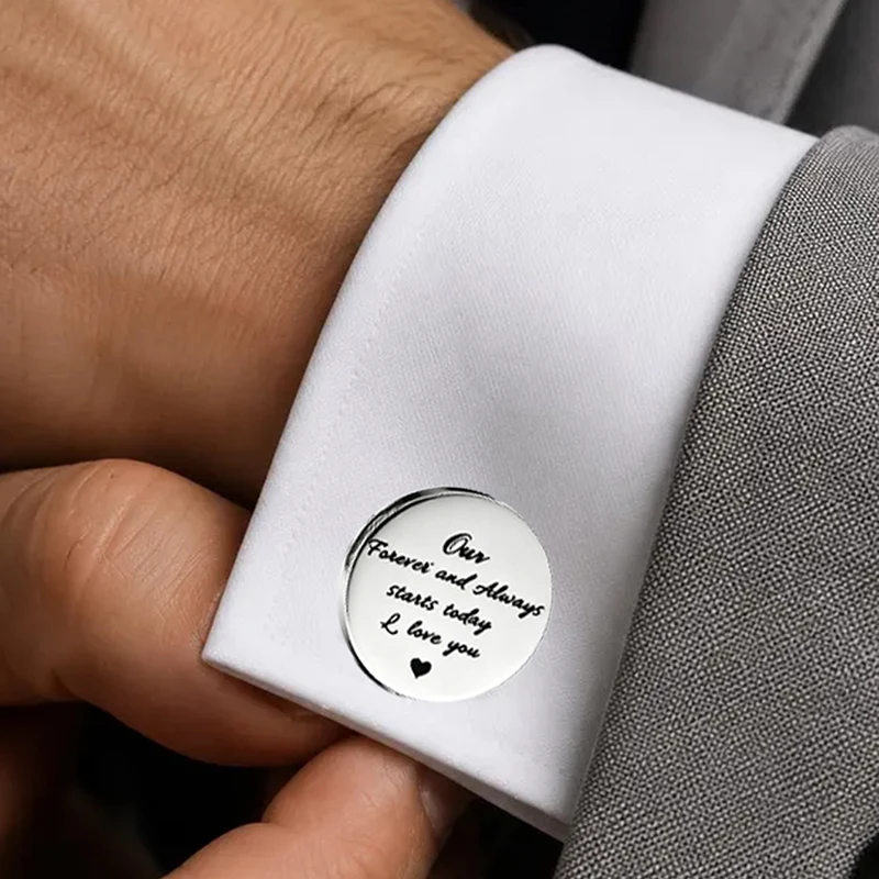 Mens Cufflinks Our Forever And Always Stainless Steel Shirt Accessories Wedding Groom Classic Love Gift For Men