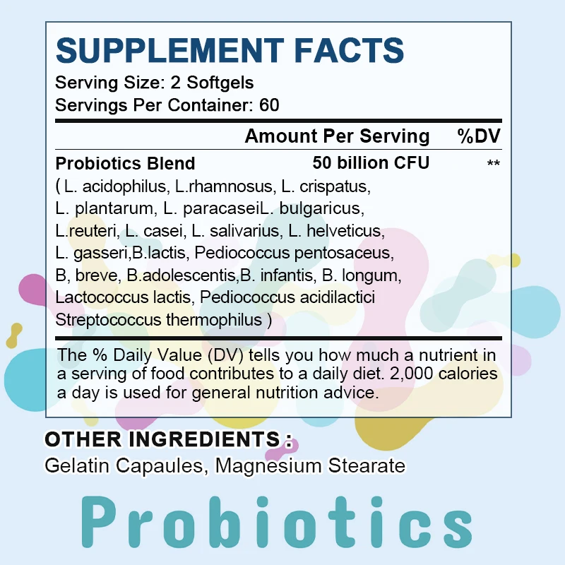 LUKAREE Probiotics 50 Billion CFU - 20 Strains with Prebiotics & Digestive Enzymes for Intestinal Digestion and Immune Support