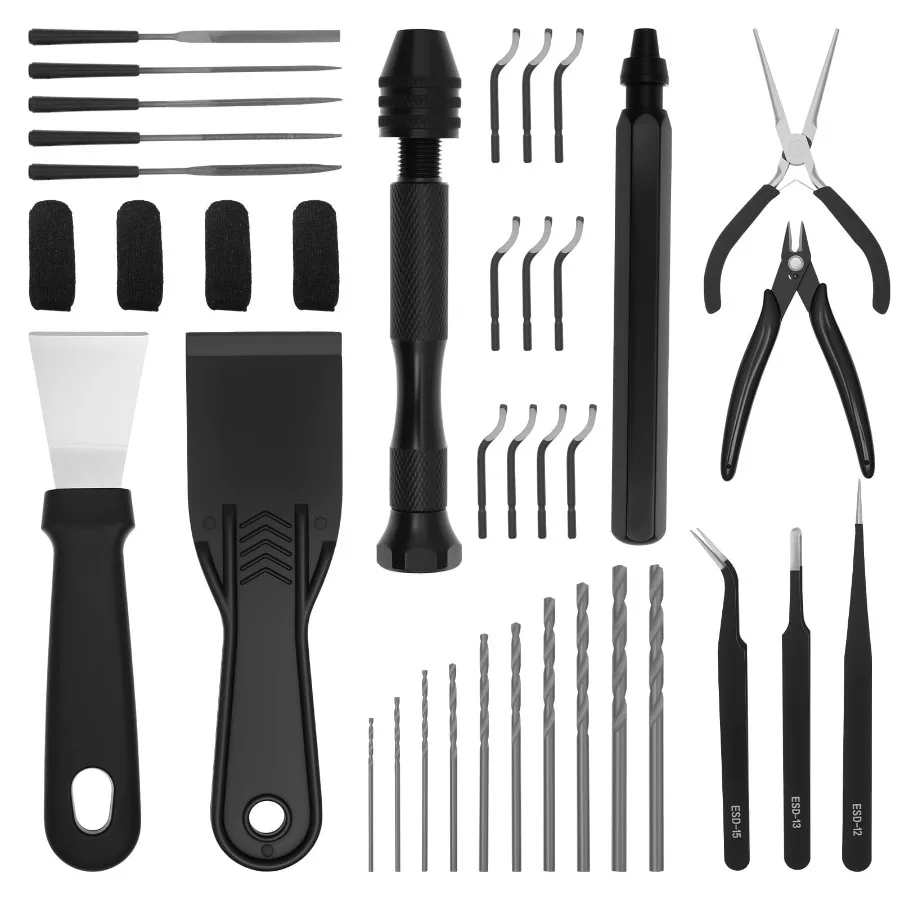 

38 Pcs 3D Printer Tool Kit, 3D Printing Tools Kit 3D Printer Accessories with Deburring Tool, Hand Drill Needle, Wire Cutter, S