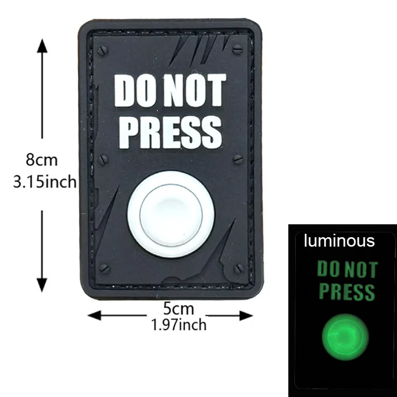 لا ضغط شارة المعنويات المضيئة التكتيكية التصحيح العسكري ثلاثية الأبعاد بقع PVC هوك وحلقة شارة الملابس على ظهره ملصق