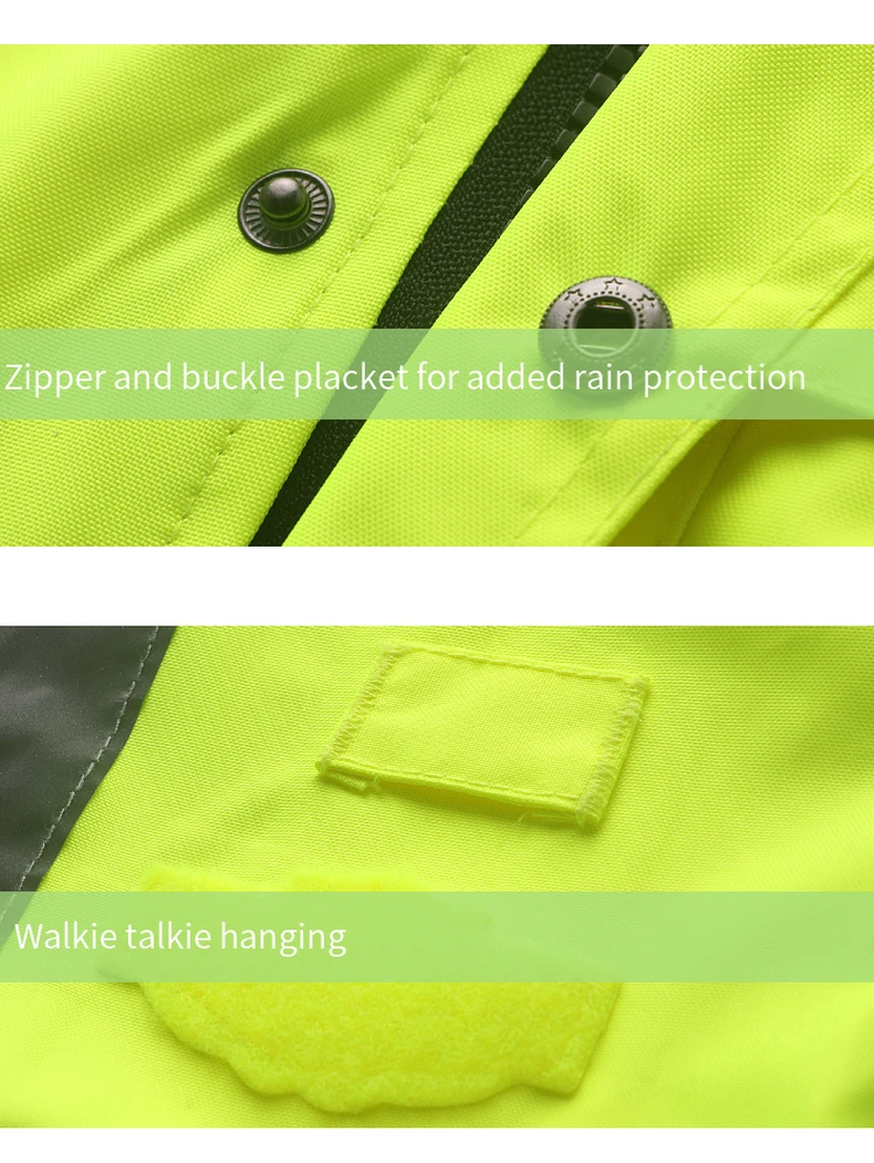 Safety Jacket Reflective Waterproof Windproof Coldproof Hi Vis 7 in 1 Parka Windbreaker Workwear with Detachable Cotton Linner
