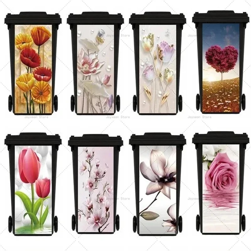 

Home Decor Trash Can Decal Wallpaper Beautiful Flowers for Kitchen Decor Trash Can Sticker