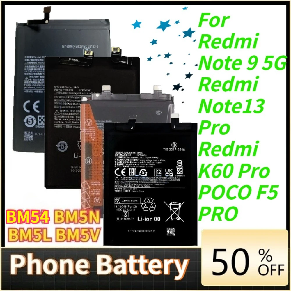 

BM54 BM5N BM5L BM5V Battery For Redmi Note 9 5G Redmi Note13 Pro Redmi K60 Pro POCO F5 PRO phone battery