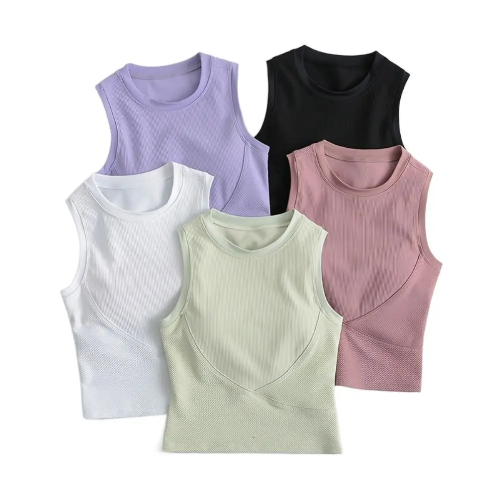 

Full Coverage Sports Bras Trendy Premium Quality Removable Padded Crop Top Sleeveless Shirts Sports