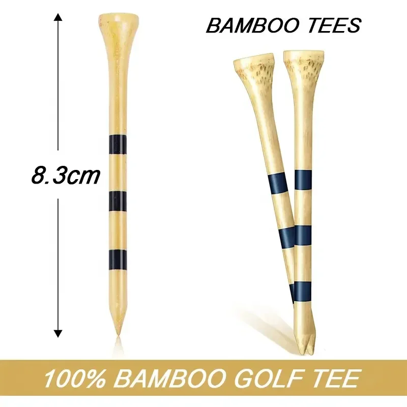 500 Count Bamboo Golf Tees 3-1/4 Inches Stable Long Wooden Golf Tees for Golf Activities, Natural Color and Blue