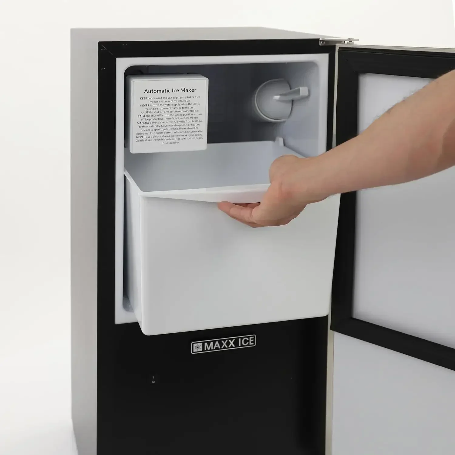 Maxx Ice MIM25C, Shallow Depth Indoor Built-in Undercounter Ice Maker, 25 Lbs, in Stainless Steel