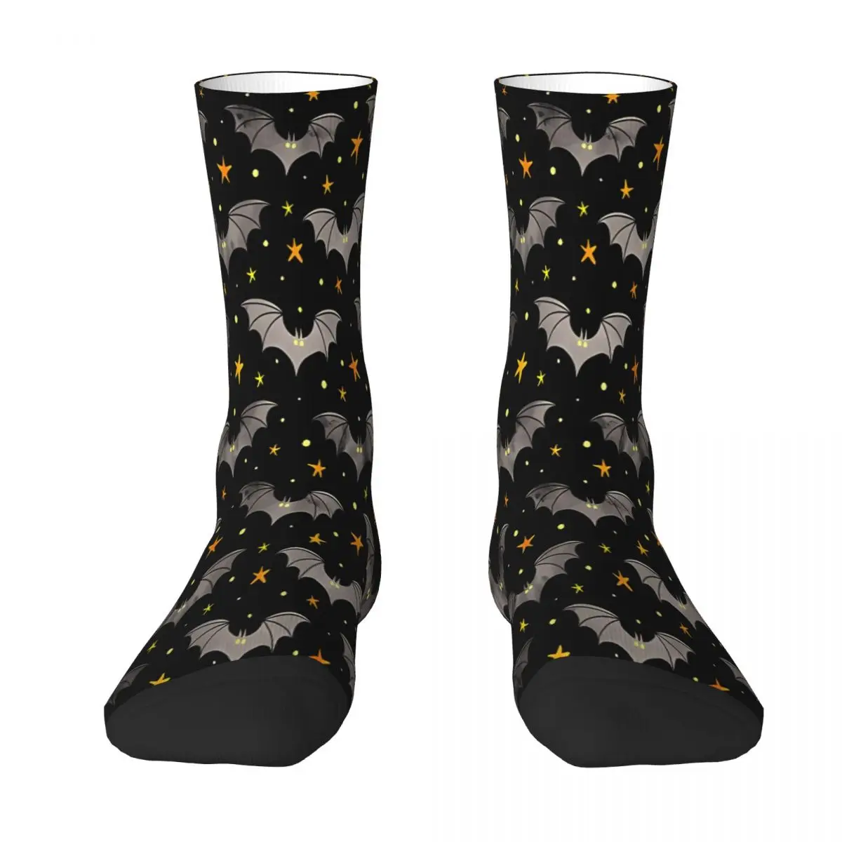 

Watercolor Bats Grey With Yellow Stars Bat Sock Socks Men Women Polyester Stockings Customizable Design