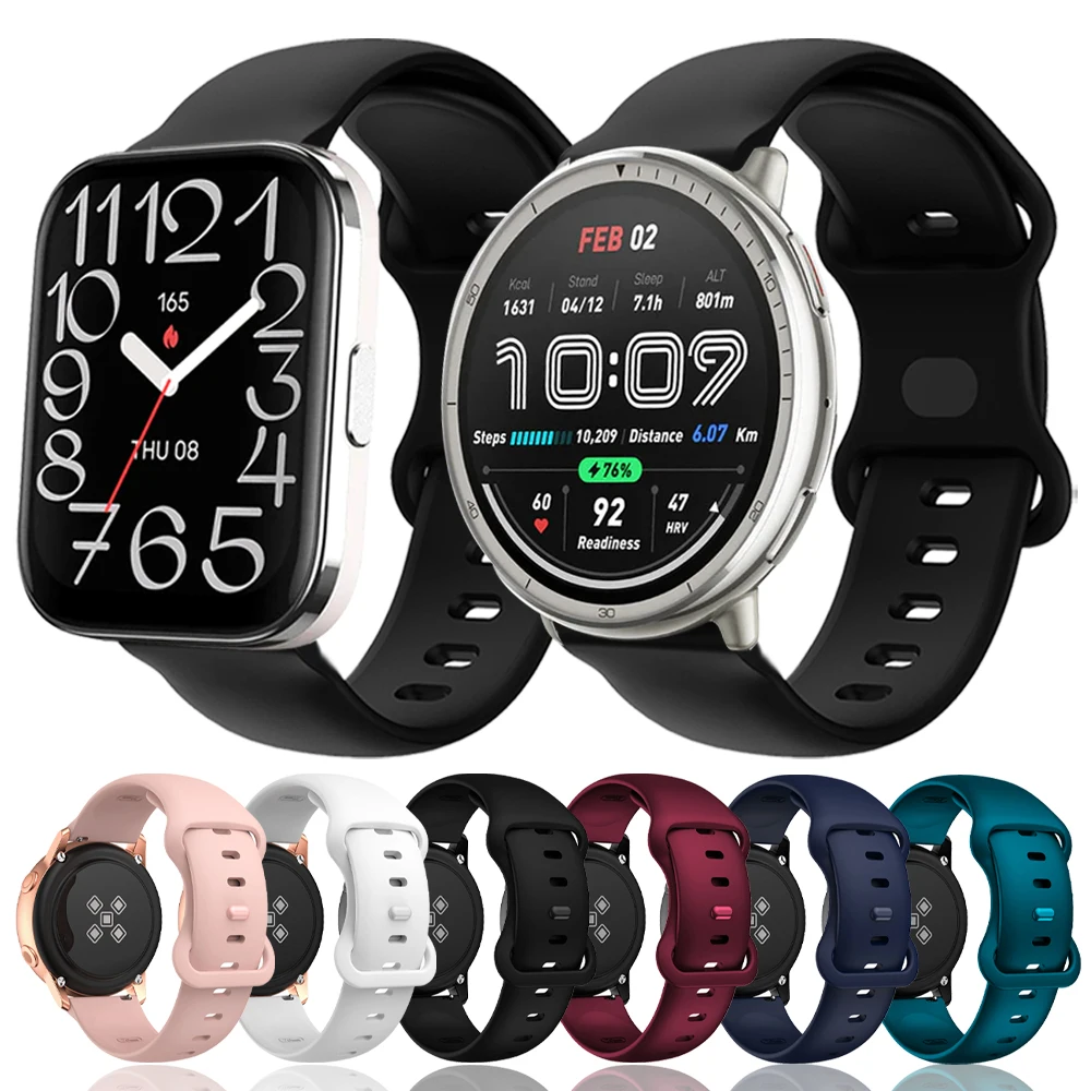 AMAZFIT BIP6 BIP 6 5 UNITY Stratos 3 Band Active 2 GTR 4/3/2/2E GTS 4 mini 3 BALANCE 스트랩용 20/22mm 실리콘 교체 팔찌