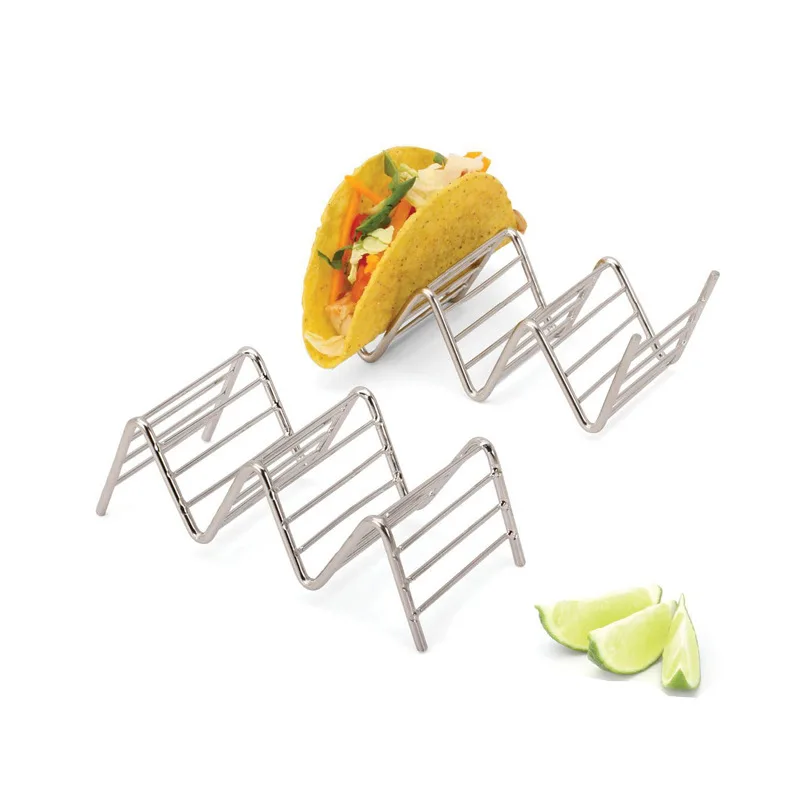 1 PC Taco Holders Mexican Food Stainless Steel Rack Stand Holds Hard Soft Shells Wave Shape Kitchen Tool Restaurant Food Show