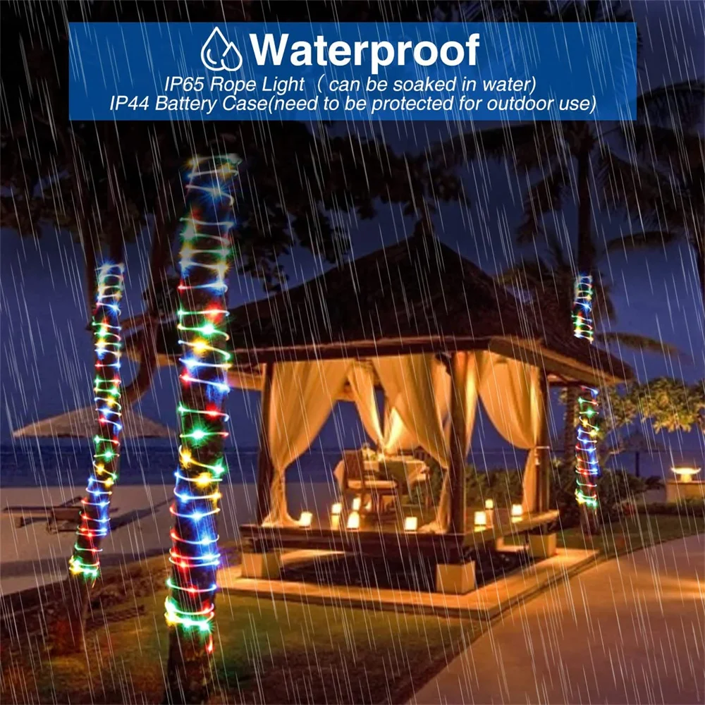 5M 10M Battery Led RGB Rope Tube String Lights Fairy Waterproof Street Garland Light for Christmas Tree Party Outdoor Decoration