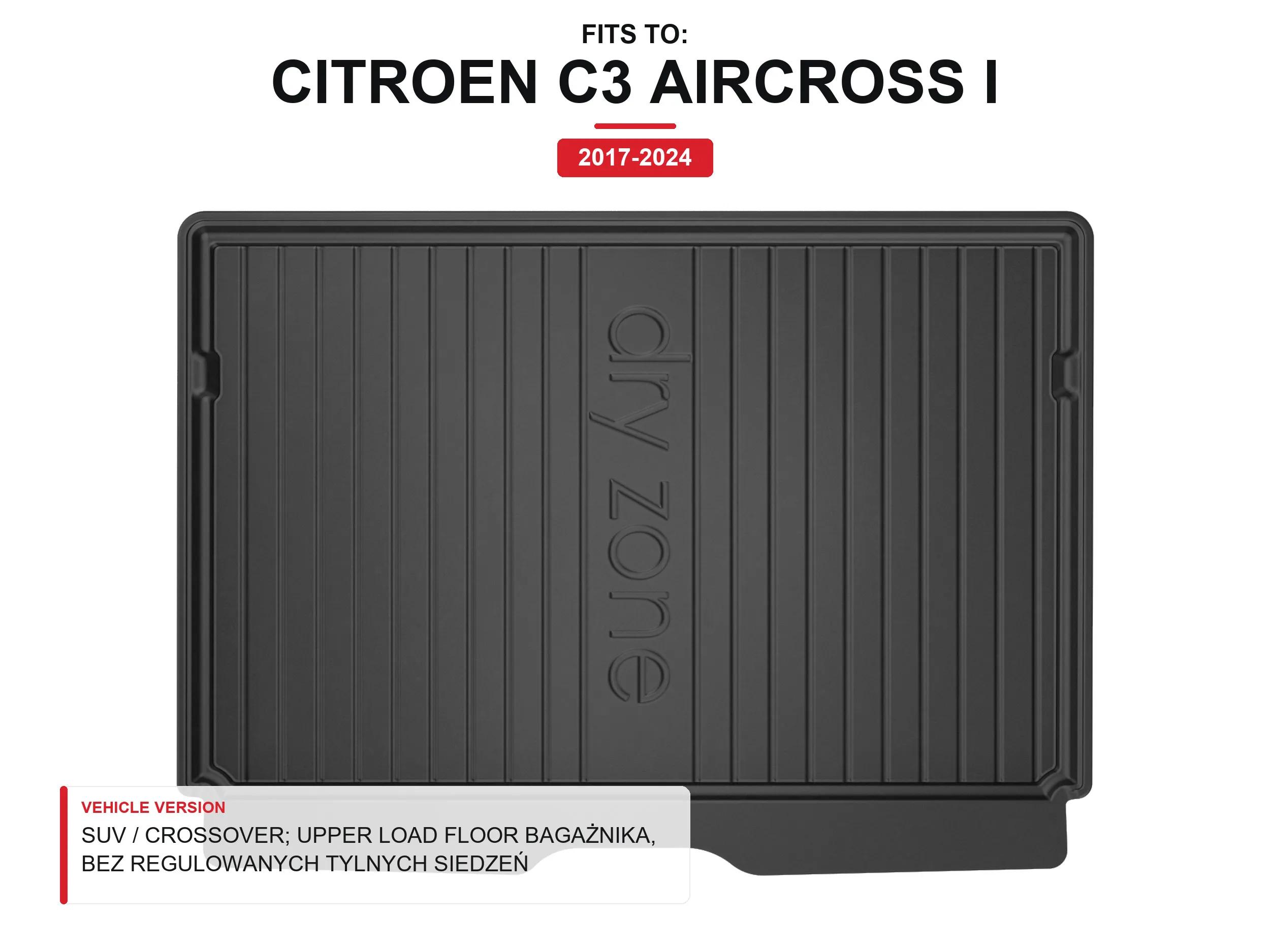 Tpe Dryzone kofferbakmat voor: Citroen C3 Aircross I 2017-2024 SUV