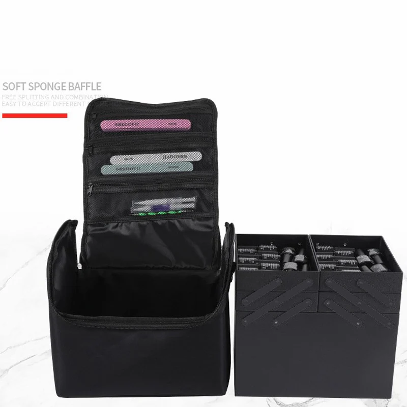 Large Capacity Professional Cosmetic Boxes Portable Zipper Nail Art Kit Organizer Storage Case Women Make Up Handbag Makeup Bags