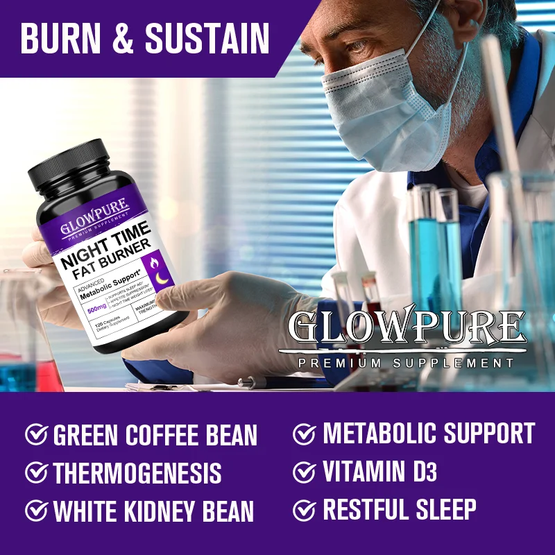 Slimming Capsule Night Time Fat Burner for Weight Loss, Boost Metabolism, Suppress Appetite Diet,Healthy Weight Management