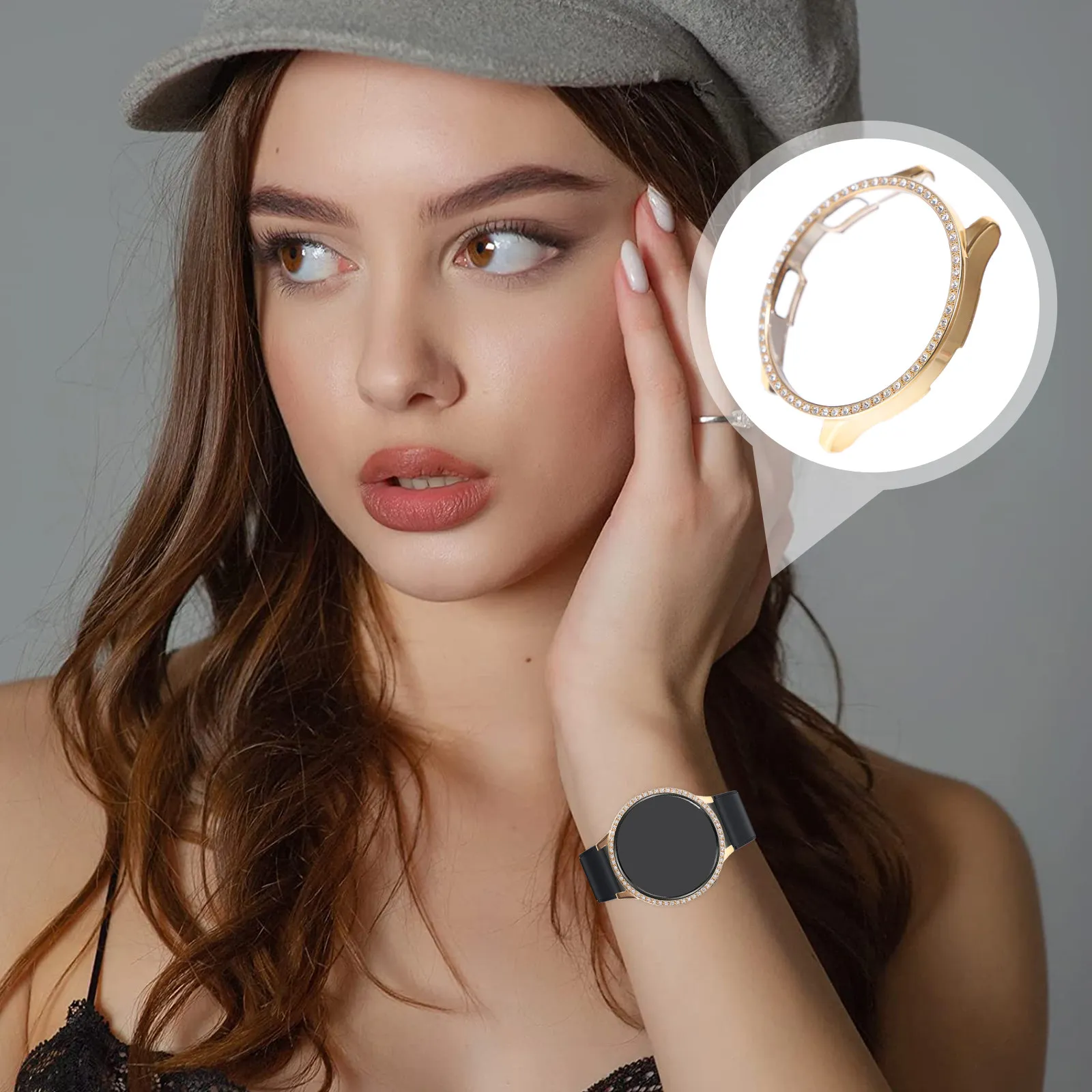 2Pcs Premium Pc Resin Watch Protector Glitter Bling Bling Shiny Cover Full Edge Protection for Smartwatch Easy on Off
