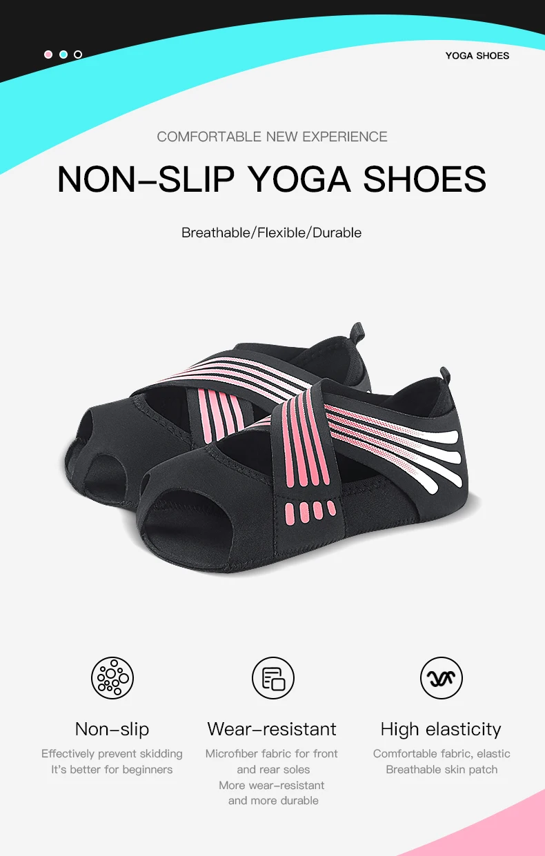 Professionelle rutschfeste Gym Yoga Schuhe flache weiche Anti-Rutsch-Sohle Ballett Fitness Tanzschuhe Pilates Yoga Schuhe Socken – Detail 1