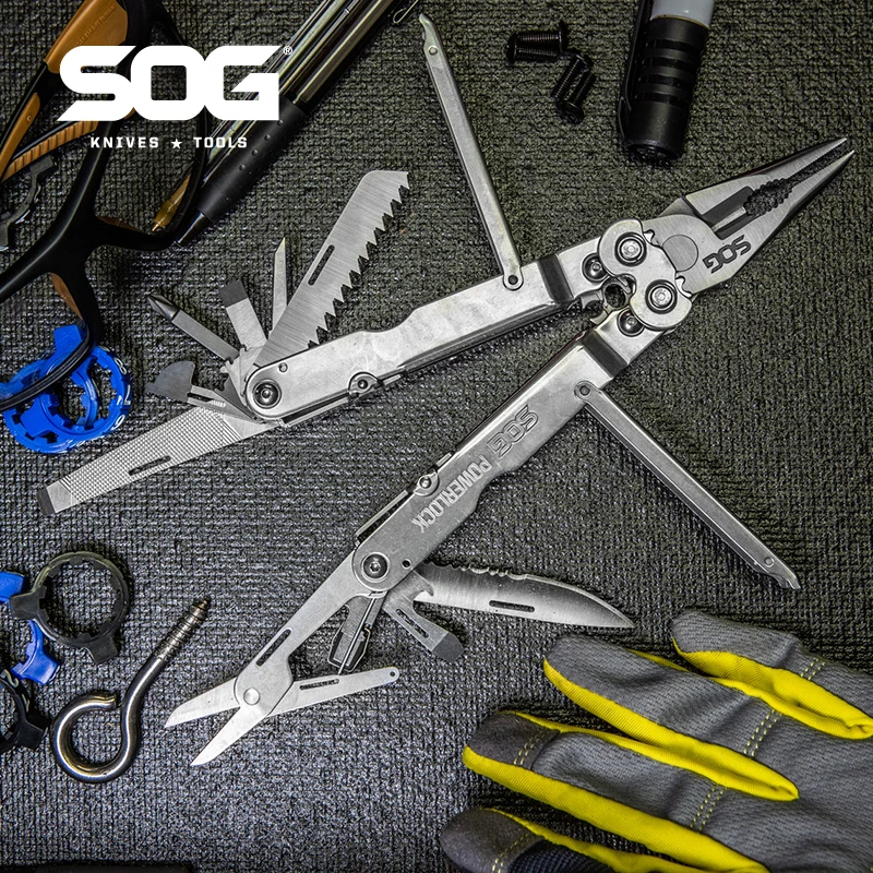 SOG 18 in1 POWERLOCK Multi-Tool Pliers Military Tactical Multifunctional Folding Hand Tools Self-defense Outdoor Survival S60N