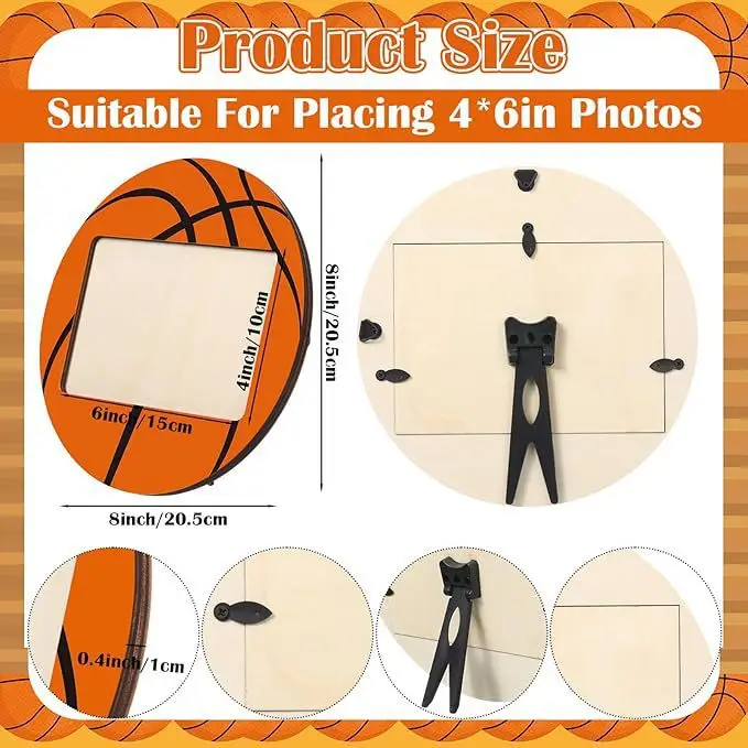 12 Pcs Wooden Photo Frame Soccer Football Basketball Tabletop Gifts for Athlete Coach Team Sports Party Favor Shelf Decor