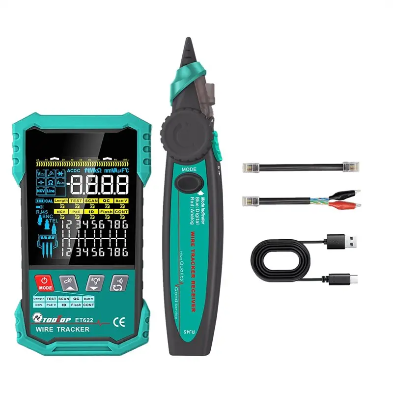TOOLTOP LAN Cable Tester Network Cable Tester POE Test QC Crimping Breakpoint Detection 400M Length Measurement Tracker