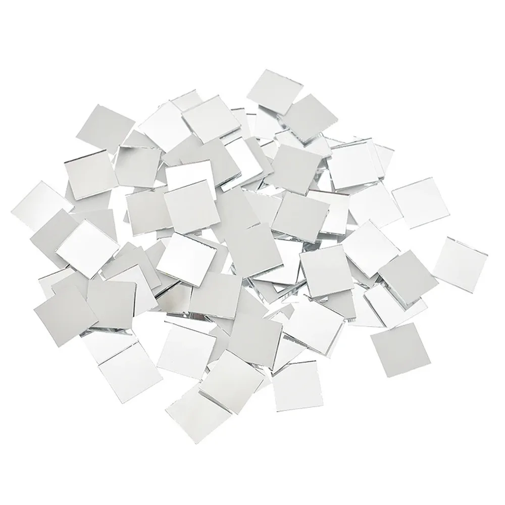 200PCS Multi Shape DIY Craft Mirror Stickers Acrylic Round Square Triangle Mirror Tiles Decals Adhesive Backing 2.5cm