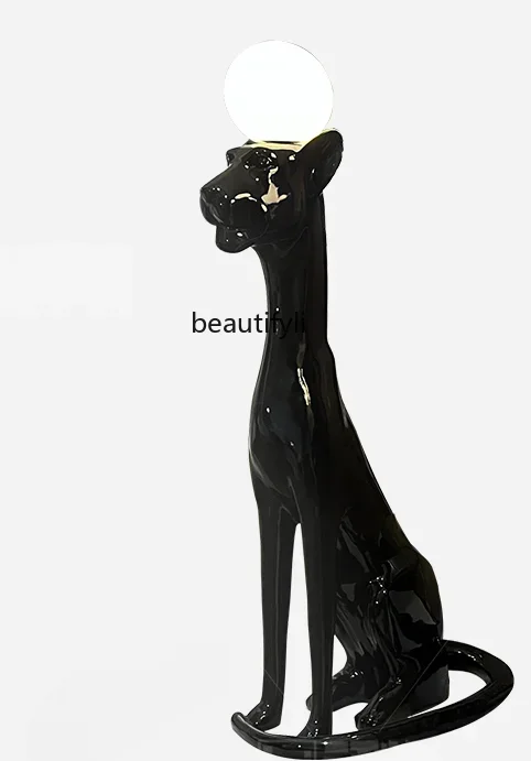 Fiberglass Creative Living Room Sofa Decoration Welcome Art Decoration Animal Leopard Sculpture Floor Lamp