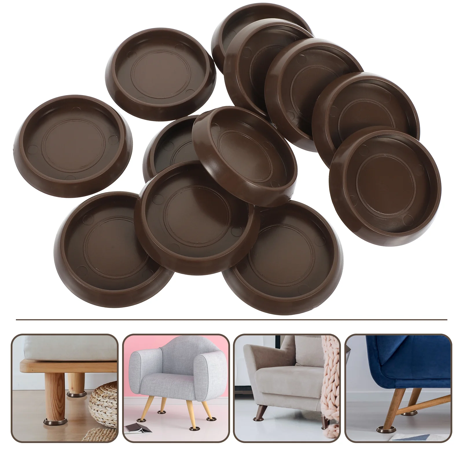 10 Pcs Non-slip Furniture Coasters Circle Rug Small Couch Stoppers Replaceable Plastic Household Bed Office Sofas