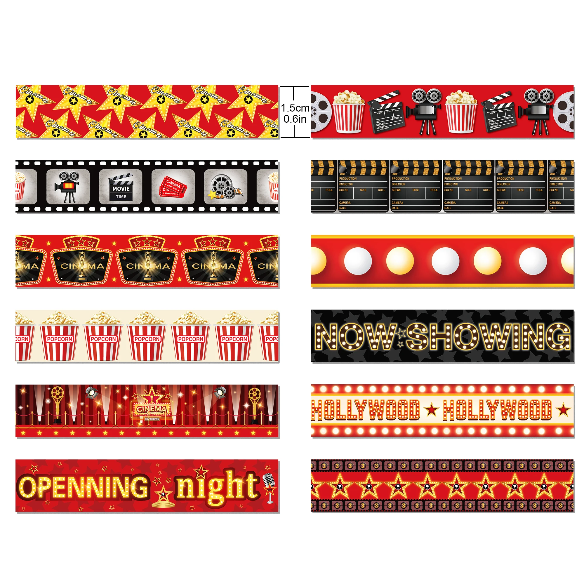 Vintage Film Cinema Theme Background Paper and Washi Tape Sticker DIY Scrapbooking Collage Stationery Decor Diary Craft Material