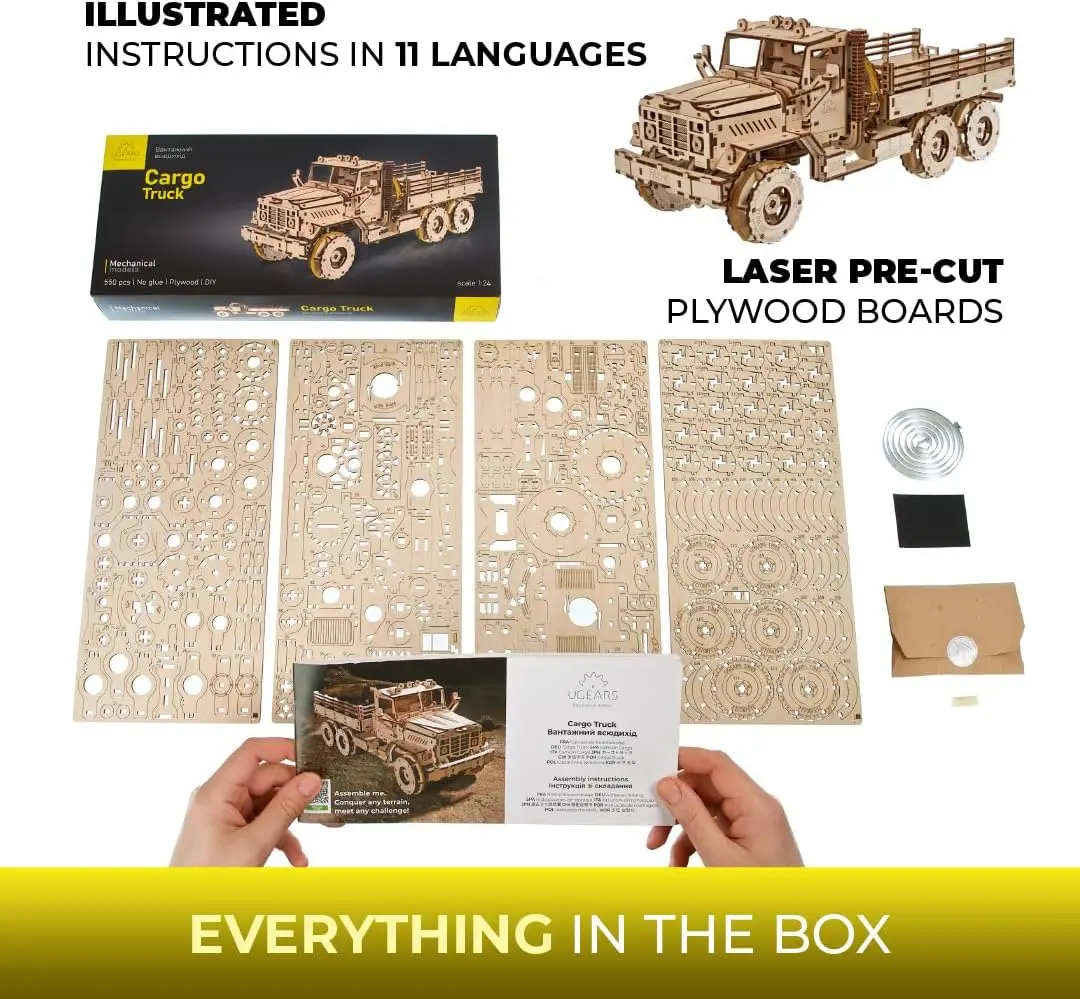 Quebra-cabeças 3D de madeira para adultos - Kits de carros modelo de caminhão de carga para adultos Quebra-cabeças de madeira 3D para adultos - Hobbies para homens para construir Spr