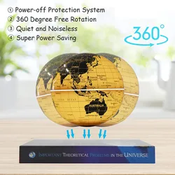 Globe flottant magnétique de 6 pouces avec base de livre, fournitures de droitation, contrôle tactile de la terre, lumière LED proxy pour documents