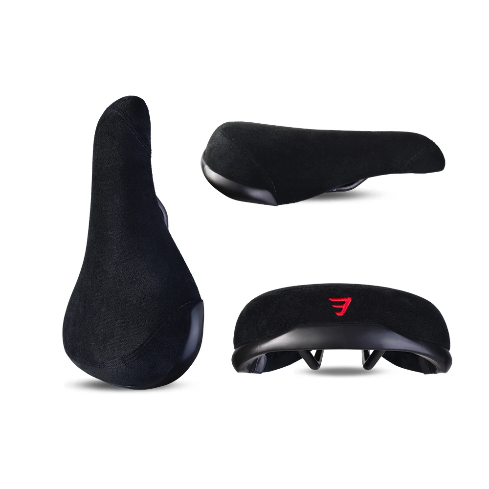 Funsea อุปกรณ์จักรยาน Stunt Wheelie Bike Seat ผ้าสักหลาดสีดําพร้อมโลโก้ปักของรอบสีเขียวสีแดงสีม่วงสีชมพูสีส้ม