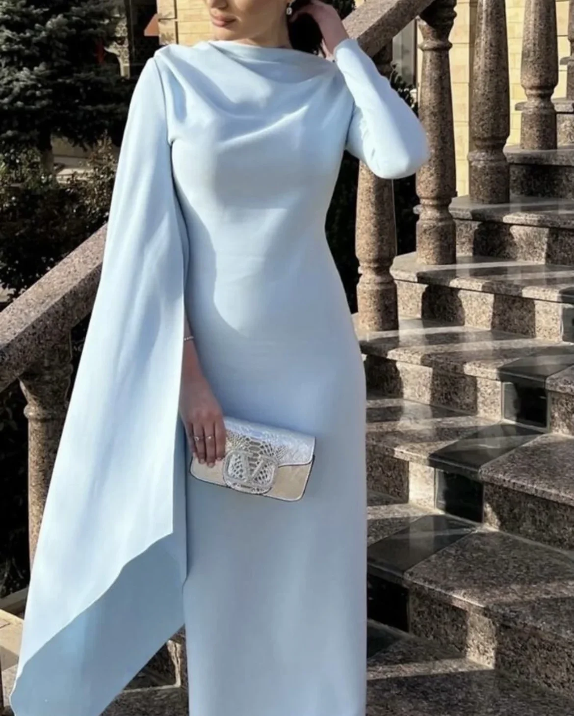 Baby Blue Prom Dresses Arabia saudita Party Gown abito da sera di lusso formale 2024 Long Cocktail Occasion richiesta adatta matrimonio