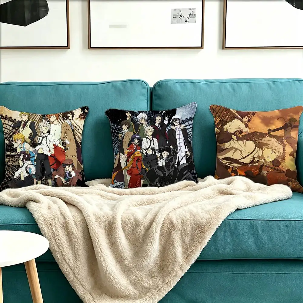 Bungo S-Stray Dogs ANIME Pillow Case Square Double-Sided Sofa Cushion Cover Bedroom Bedside Pillow