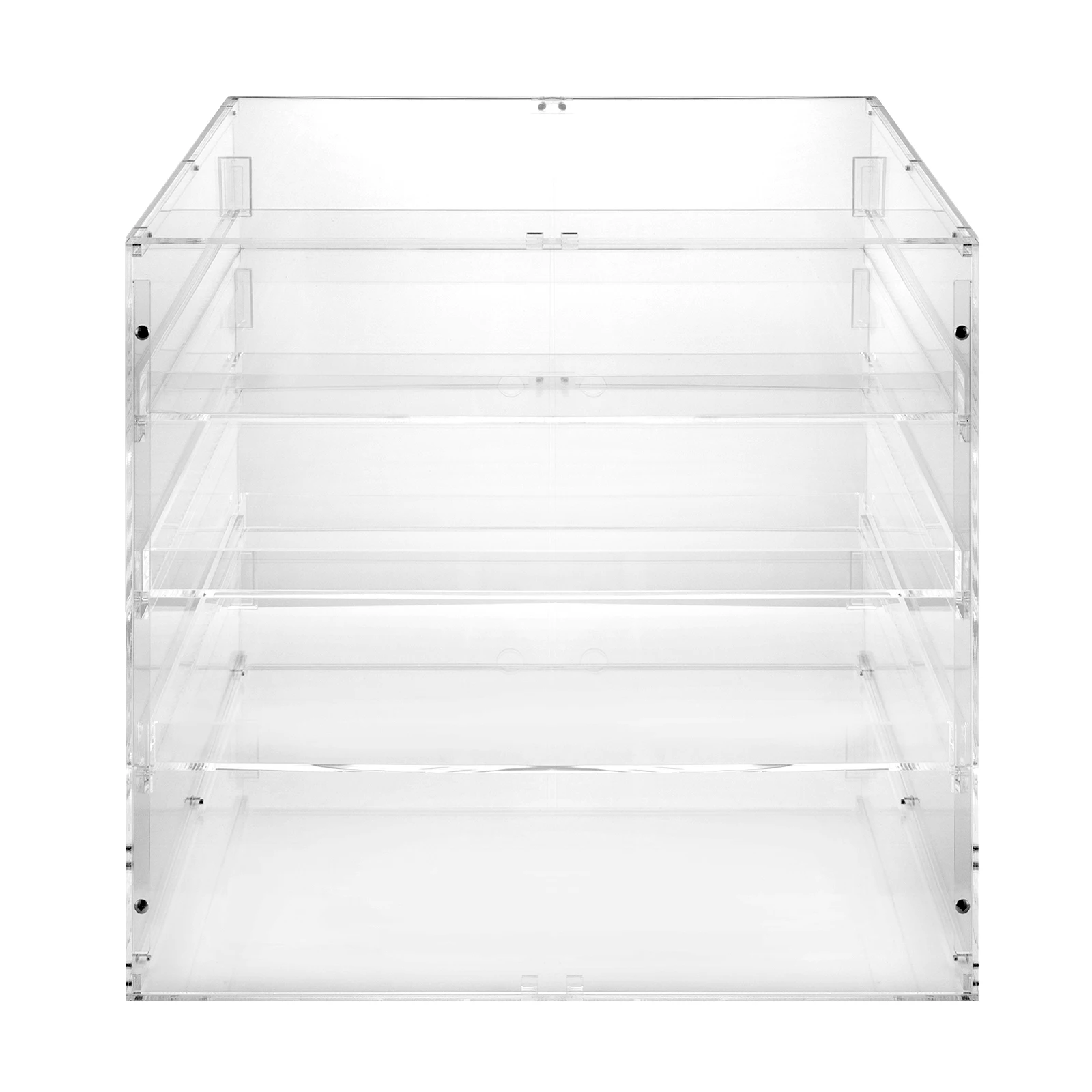 18.7×17.71×17.71 inci Kotak Display Akrilik 3 Tingkat 4mm Kotak Display Kue dan Pastry dengan Sekrup Stainless Steel 304