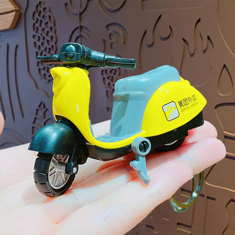 Creative Takeaway Electric Vehicle Toy Model Keychain Pendant Realistic Motocycle Desktop Decoration Backpack Pendant Gift