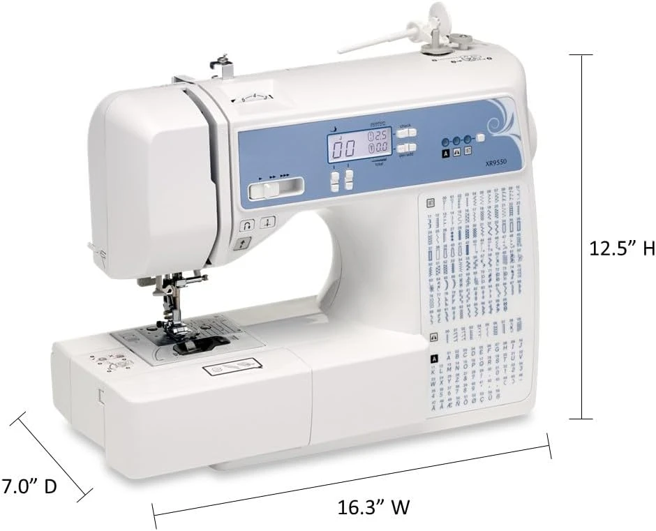 Sewing and Quilting Machine Computerized 165 Built-in Stitches LCD Display Wide Table 8 Included Presser Feet Whit