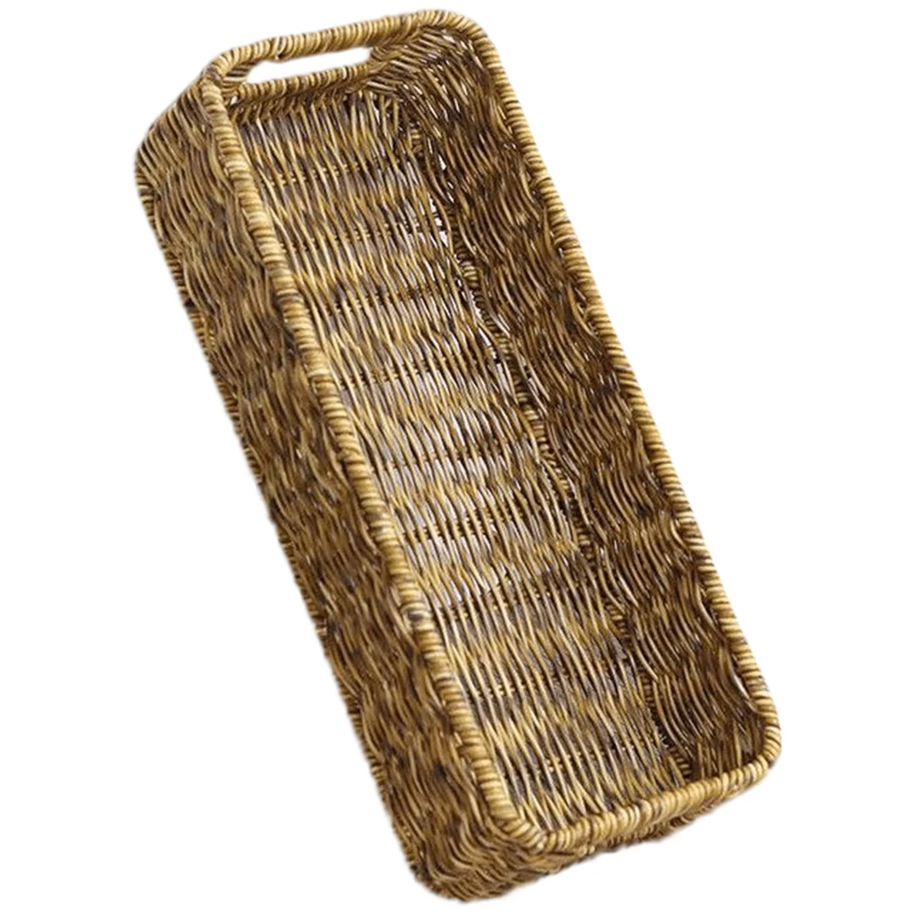 

Rattan Storage Basket Woven Shelf Baskets Large Desktop Imitation Drawer Plastic Home Supplies Organizer