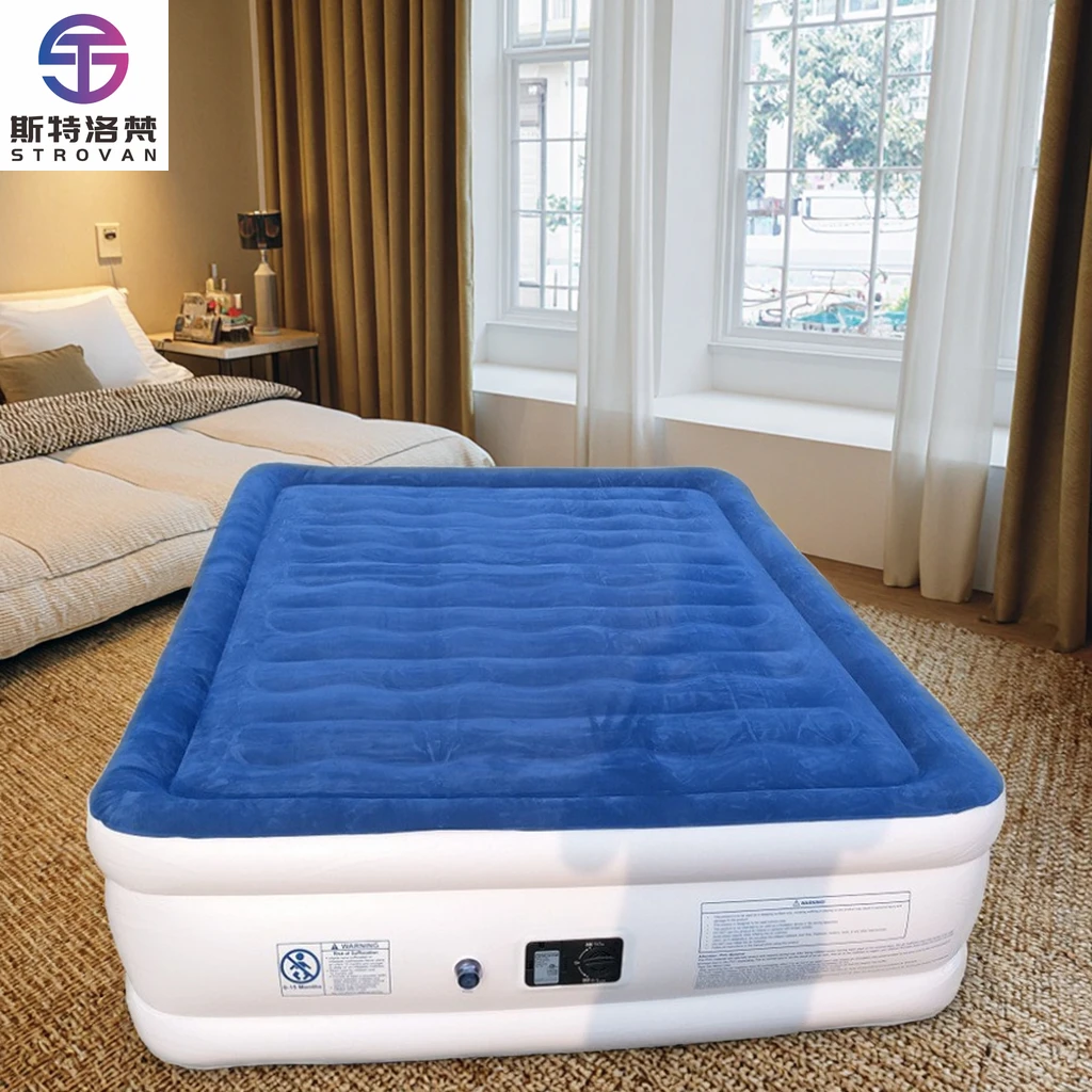 

STLF WJW Modern Full-Size Inflatable Air Mattress Built-in Pump Convertible Blow-Up PVC Airbed Foldable for Home Outdoor Park/Ca