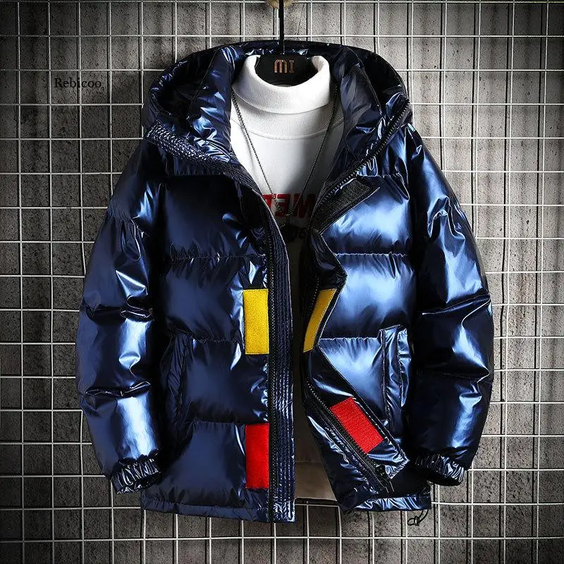 Thick Warm Men\'s Winter Solid Color Hooded Jacket Parka Outwear Casual Fashion Windbreaker Zipper Tops Coat Overcoat