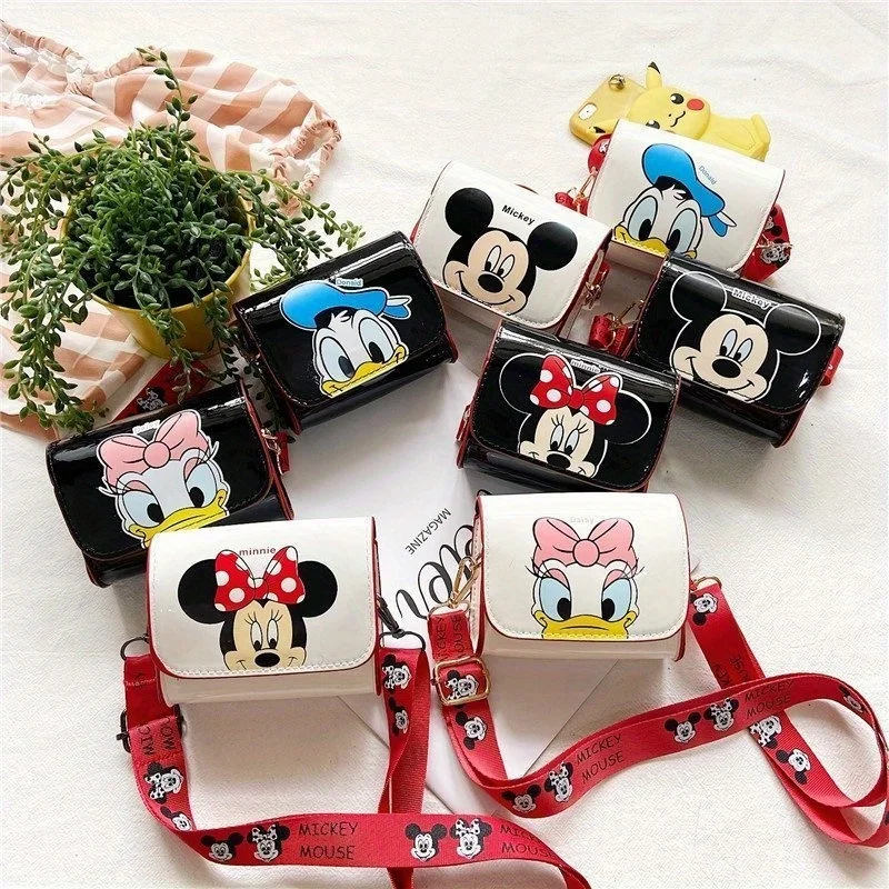 Mesuca Cute Mickey Minnie Donald Duck Small Crossbody Chest Bag Messenger Square Bag Coin Purse for School Daily Birthday Gift